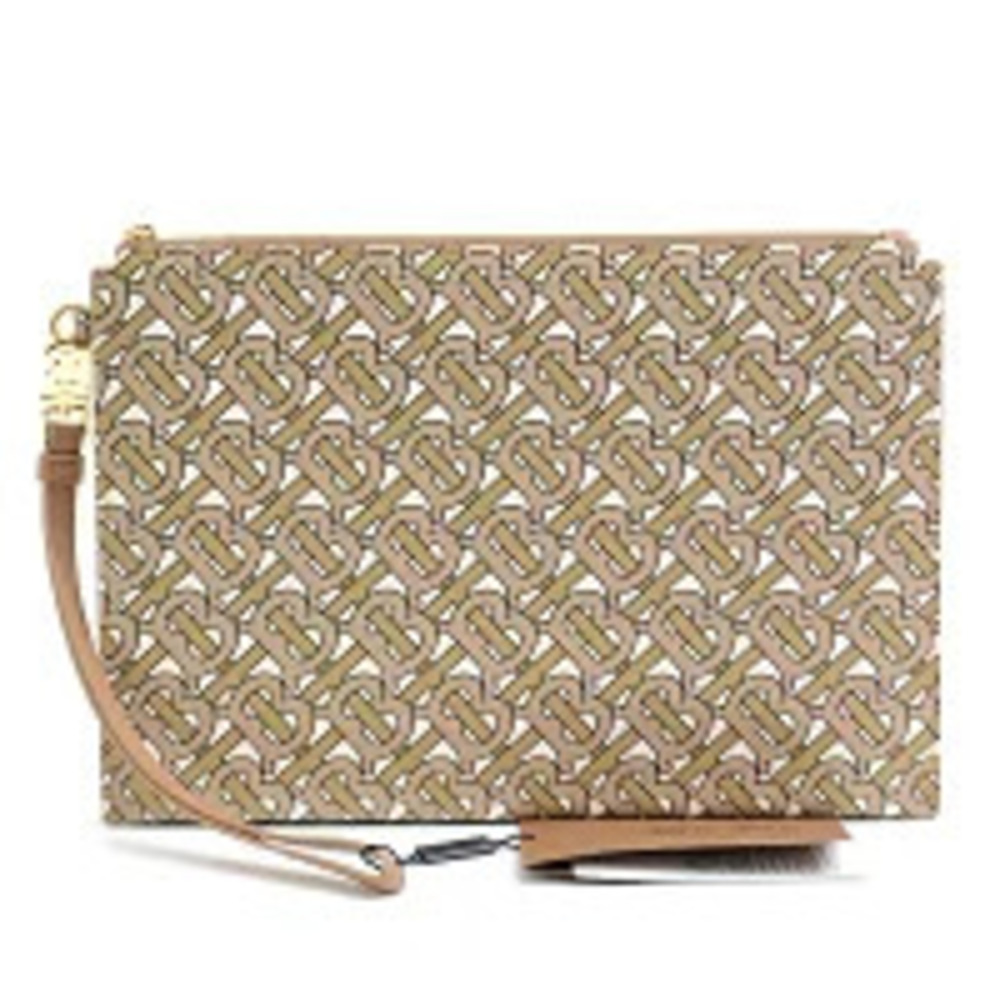 Burberry TB Monogram Clutch Bag Beige - Picture 1 of 10